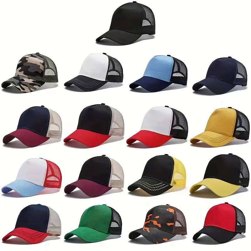 unisex Color Block Trucker Hat Mesh Breathable Hip Hop Baseball Baseball Hat, Dad Hats Lightweight Camouflage Golf Sun Hats for Women & Men,Temu