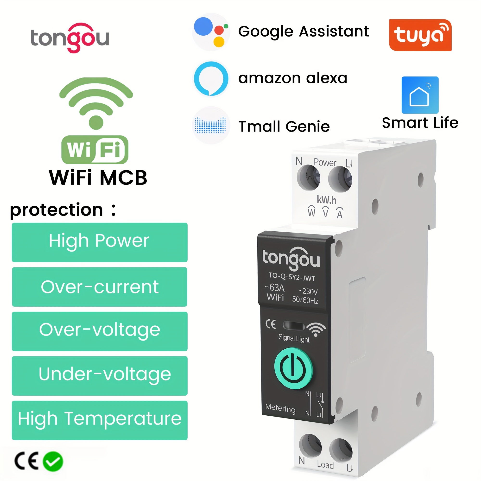 Consumo de electricidad digital kWh carril DIN medidor de energía  inteligente WiFi medidor de potencia vatios interruptor remoto control  Monitor 110V 220V AC