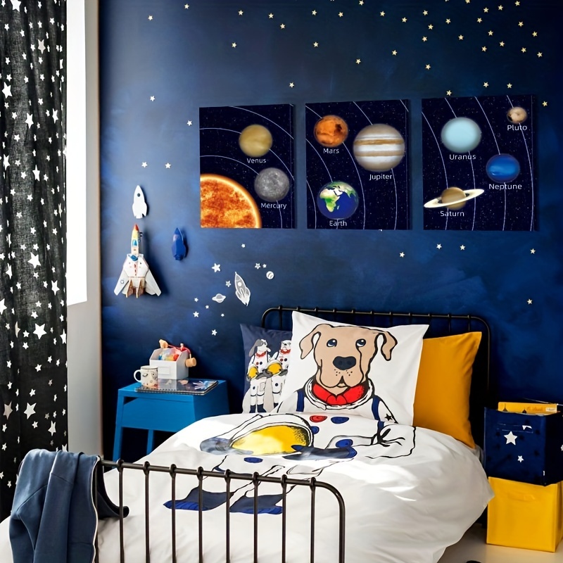 Rocket Ship in Outer Space Kids Room Decor Poster