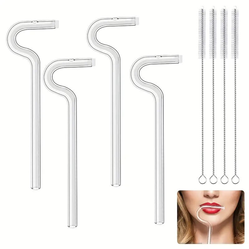 Anti-wrinkle Silicone Reusable Straws - Flute Style Design For Engaging  Lips Horizontally - Prevents Wrinkles - Curved No Wrinkle Straws - Reusable  Glass Drinking Straws - Kitchen Gadgets - Temu