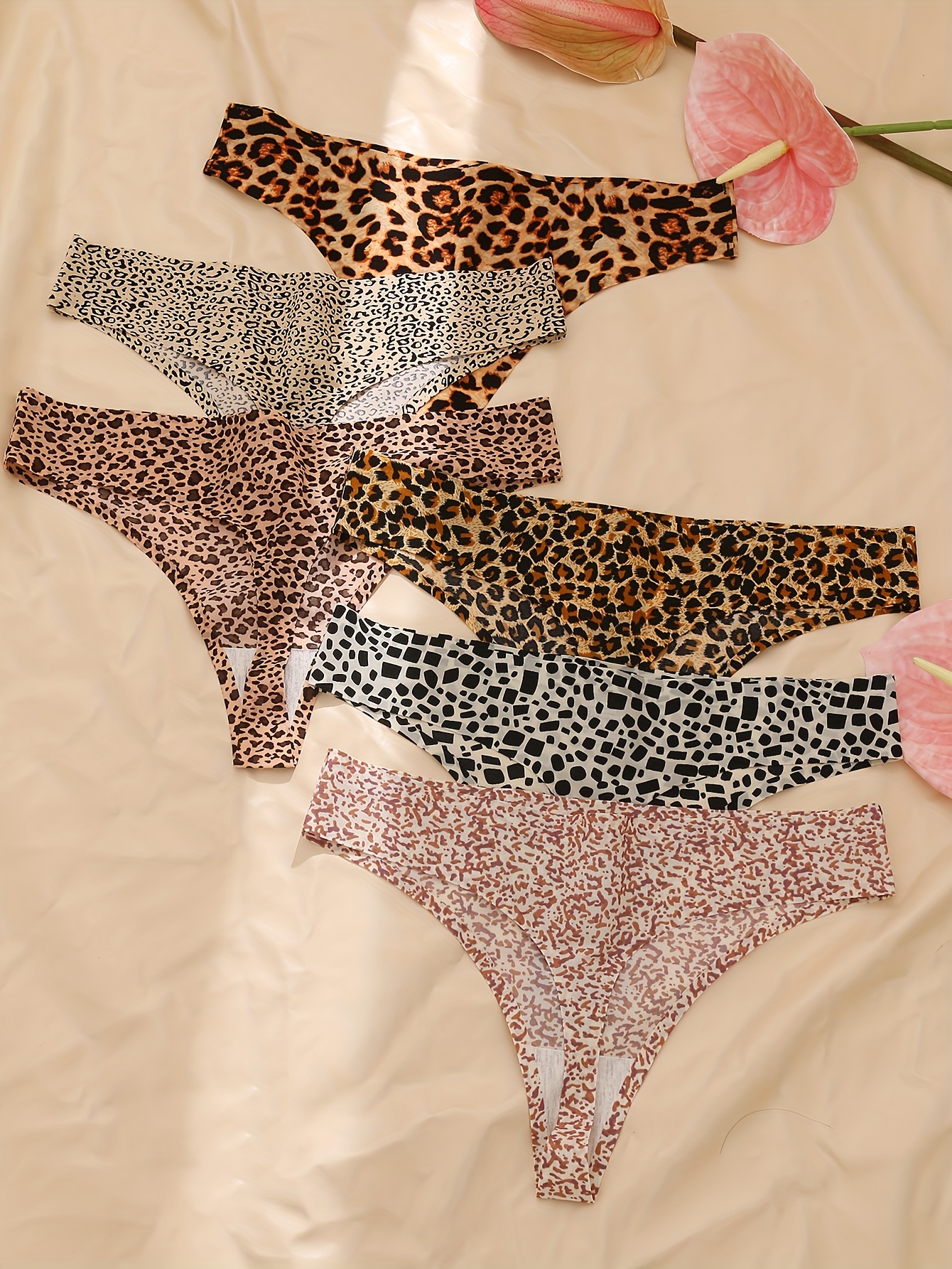 Leopard Print Seamless Thong Panties Sexy Comfortable - Temu Canada