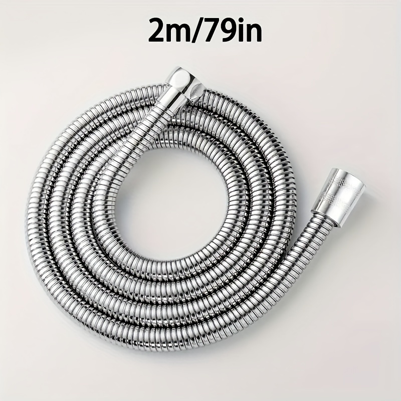 

1pc Shower Hose, 79/59 Inch Extra Long Stainless Steel Handheld Shower Hose With Brass Insert And Nut, Durable And Flexible Shower Pipe, Chrome, Bathroom Accessories