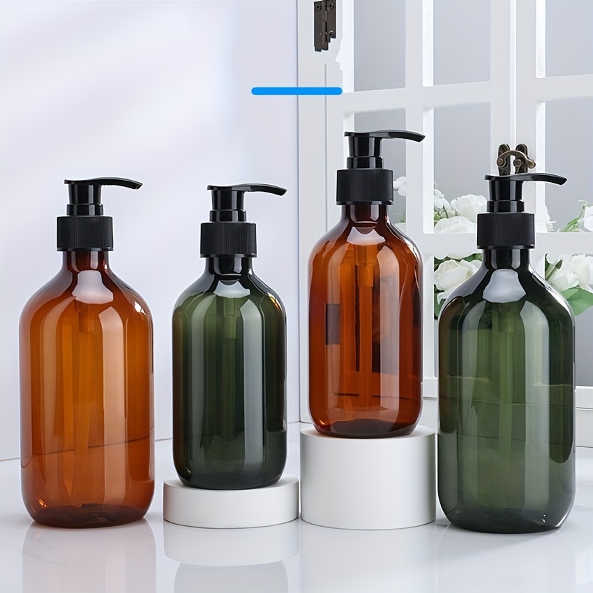 Botellas dispensadoras de champú y acondicionador, 3 unidades, 16.9 onzas,  de plástico ámbar, vacío, recargable, para baño, ducha, gel de baño