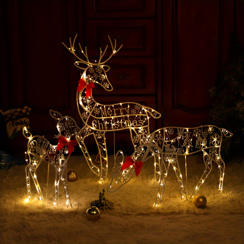 Renne de Noël en forme de cerf en acrylique Éclairage LED pour l