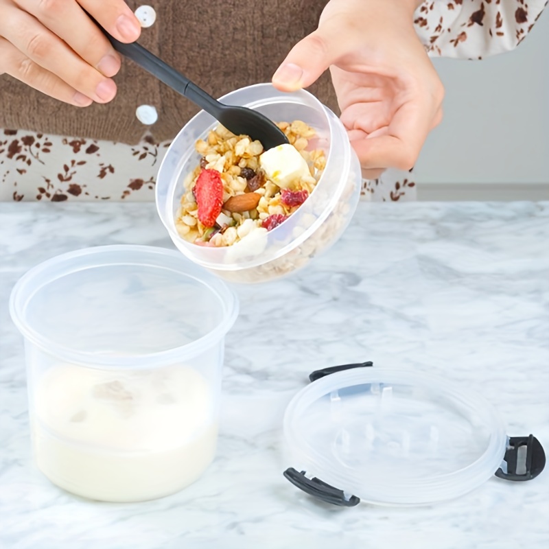 1Pcs Breakfast Cup Oats Yogurt Milk Nut Soup Salad Cup 2-layer  Fresh-keeping Bowl Portable