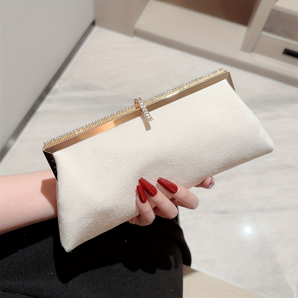 Simple Clutch Wallet, Stylish Evening Bag For Party, Women's Solid Color  Coin Purse With Chain Strap - Temu