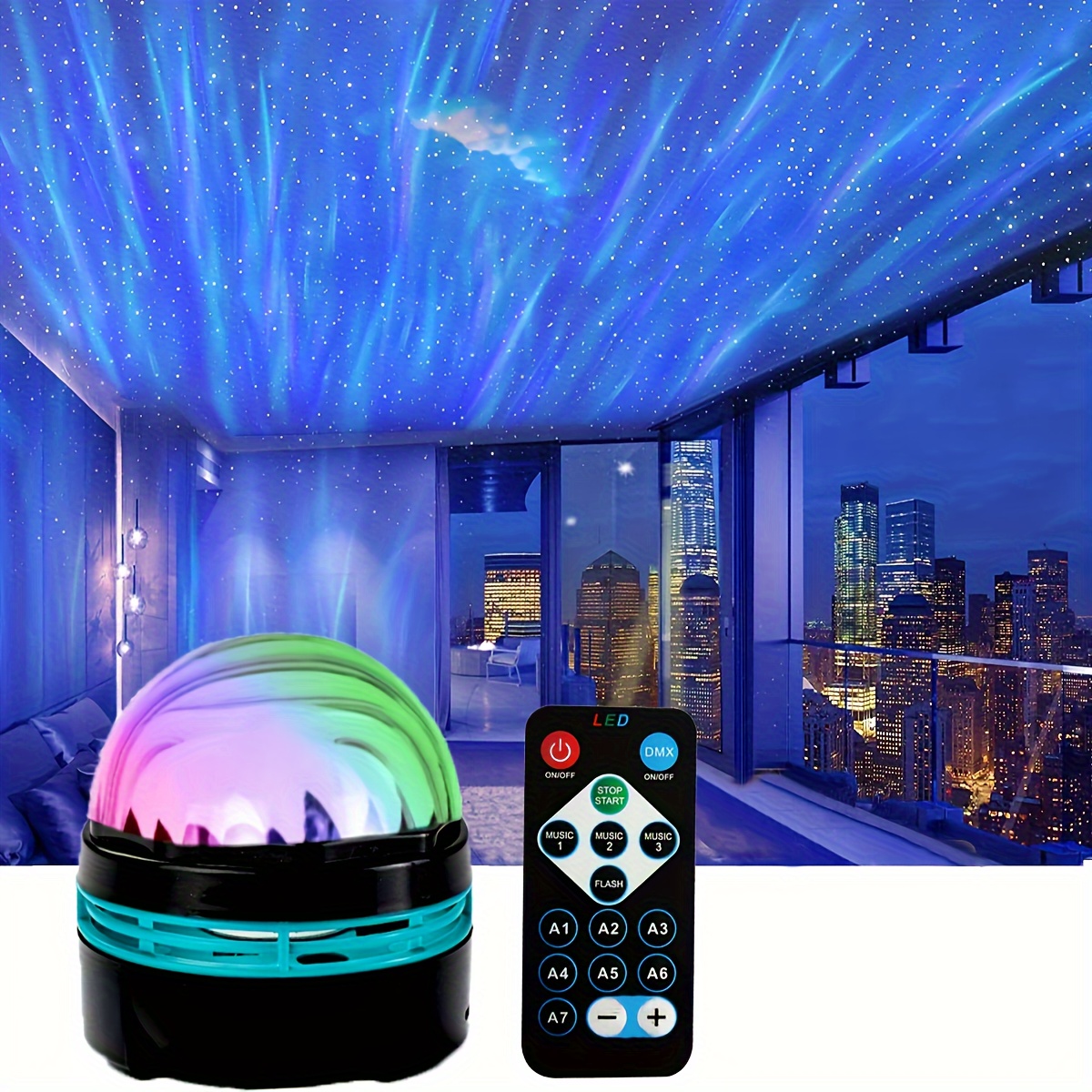 Projektor Licht, 3 In 1 Stern Projektor Nachtlicht mit Fernbedienung  Bluetooth Musik Lautsprecher 5 Sounds für Kinder Erwachsene Schlafzimmer  Party Zeit