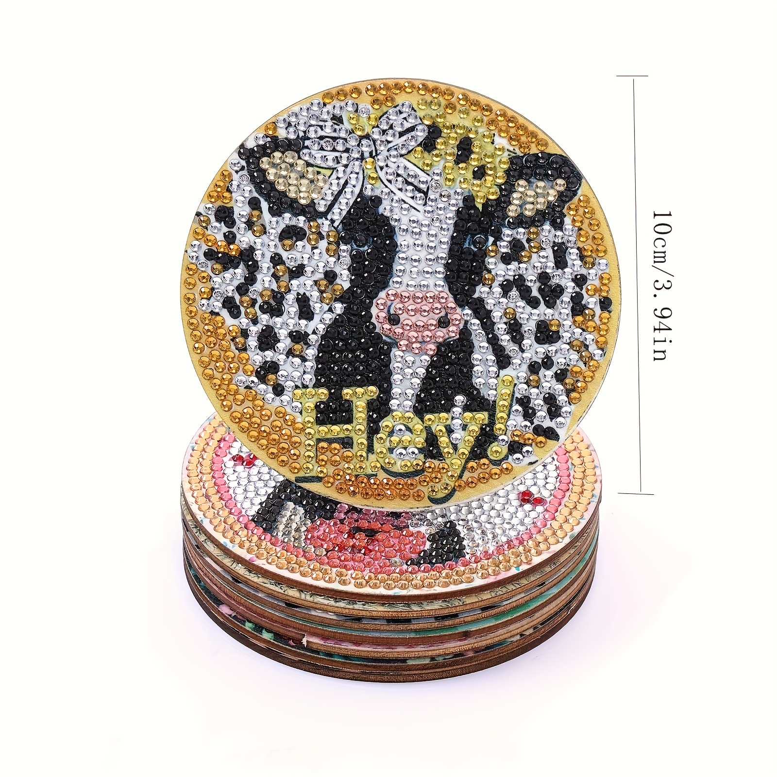 8pcs/set DIY Diamond Painting Coaster Kits Cow Größe 3,94''*3,94