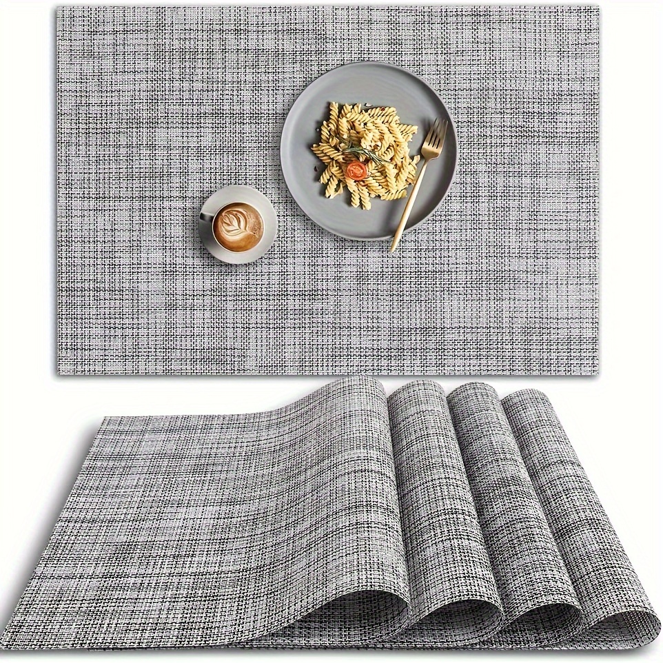 Image of Ziran Placemats Set Of 4 Washable Indoor/outdoor Vinyl Mats For Dining Table Durable Pvc Weave Table Mats(caramel)