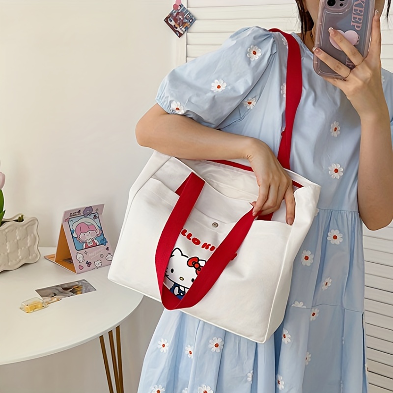 Miniso Cute Cartoon Tote Bag, Large Capacity Canvas Shoulder Bag, Perfect  Underarm Bag For Commuting - Temu