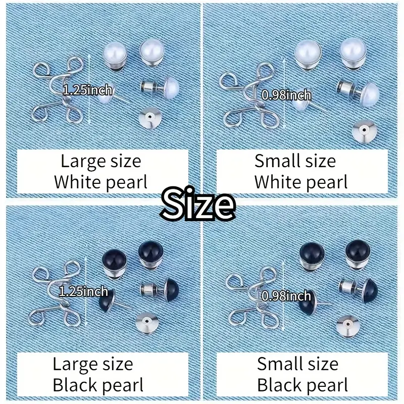 4 Set Jeans Button Pins Metal Pearl Snap Fastener Adjustable Pants