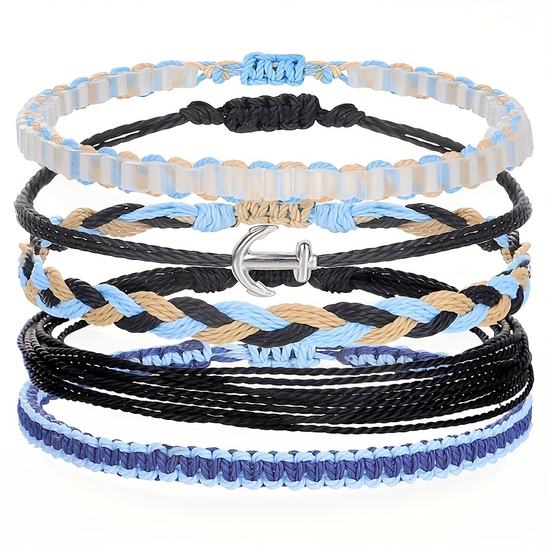 Beach Waterproof Wax Thread Braided Friendship Bracelet Set