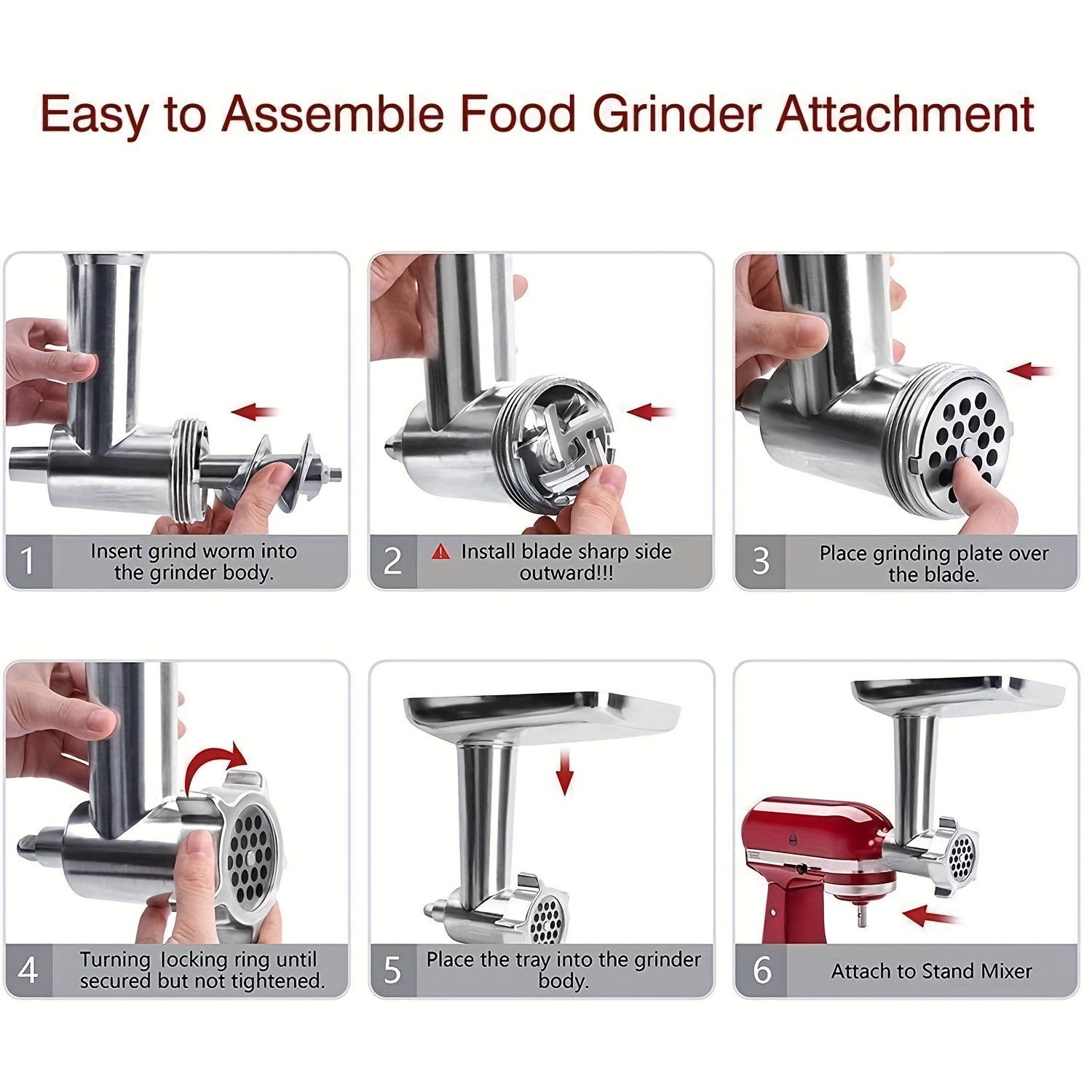 Durable Meat Grinder Attachment For Kitchenaid Stand Mixer - Includes 3 Sausage  Stuffer Accessories - Perfect For Homemade Sausage And Meat Grinding - Temu  United Arab Emirates