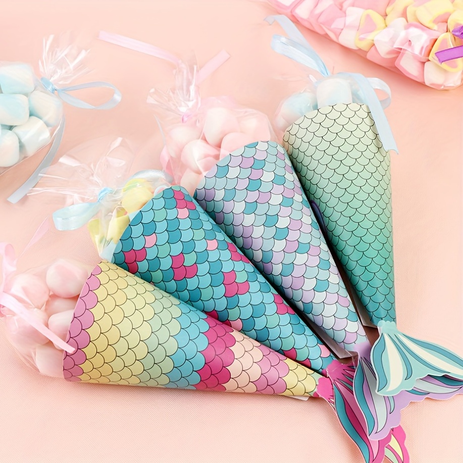 

12pcs, Mermaid Party Supplies - Colorful Decorations For Birthdays, Weddings, And More - Perfect For Candy And Cookie Bags