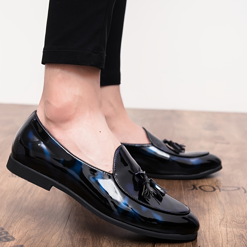 Mens Black Loafer Patent Leather Tasseled Classic Slip-On Wedding Suit Men  Shoes