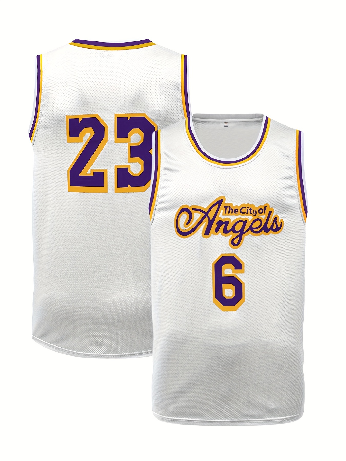 Temu Boy's The City of Angels #6/23 Embroidered Basketball Jersey, Retro Breathable Sports Uniform, Sleeveless Basketball Shirt for Training Competition