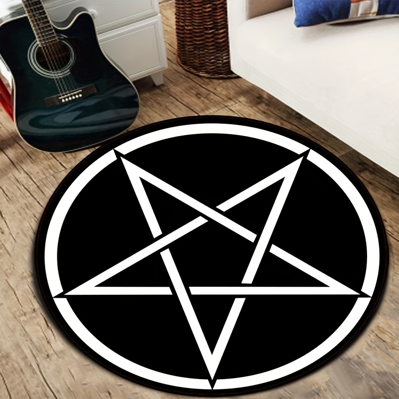 Black Dark Baphomet Rug For Living Room Satanic Pattern - Temu