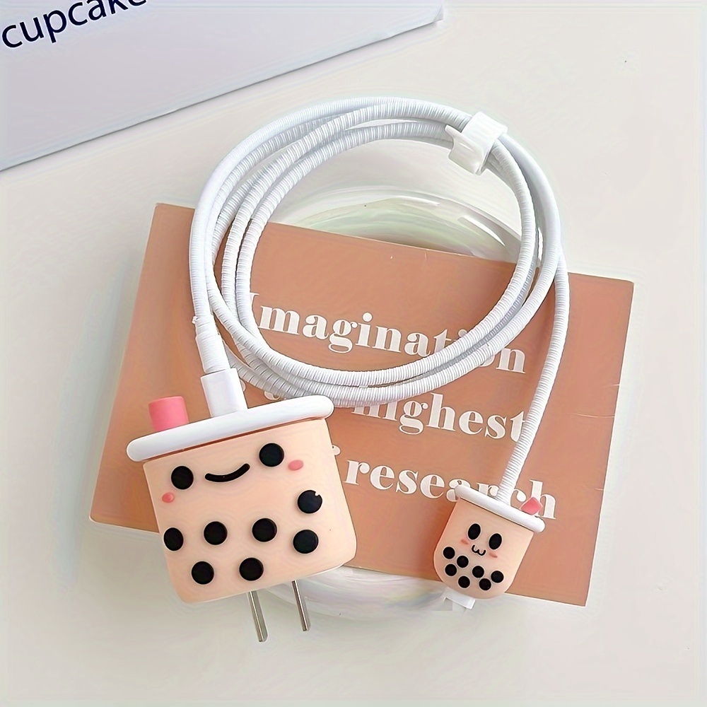 Cute 3d Bear Charging Head Protection Case+ Data Cable - Temu