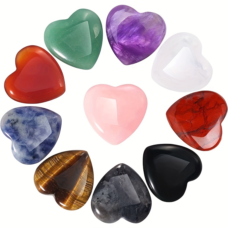 1pc/10pcs/20pcs Pietre Di Cristallo A Forma Di Cuore Di Colore Casuale,  Cristalli Di Guarigione, Palmo Di Cristallo Naturale Levigato, Gemme A Forma  Di Amore Di Quarzo Rosa Ametista, Set Di Energia Reiki