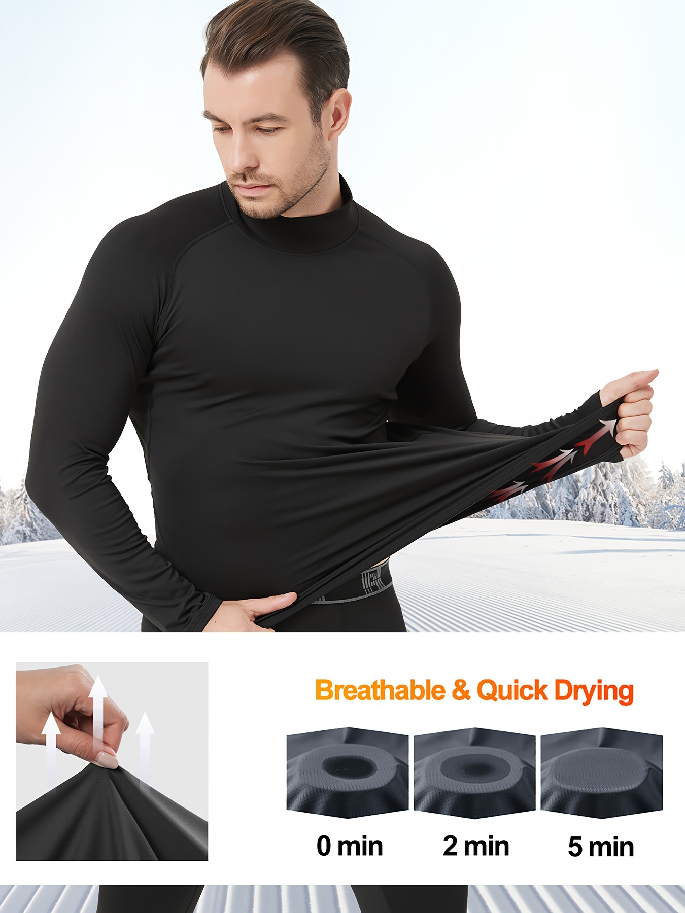 4pcs Compression High-neck Round Neck Shirts, Men Long Sleeve Athletic  Moisture Wicking Base Layer Undershirt Gear Shirt For Sports Workout