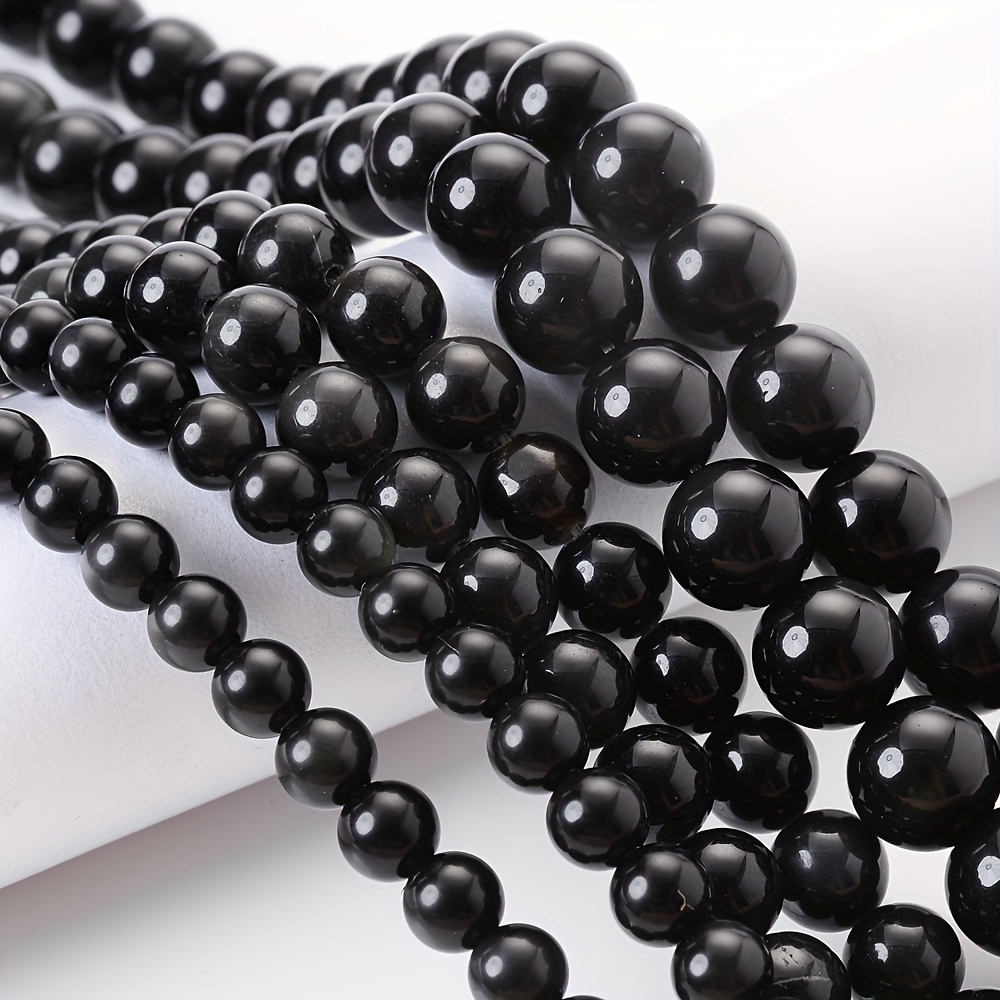 Black Obsidian Bracelet Beads Bulk