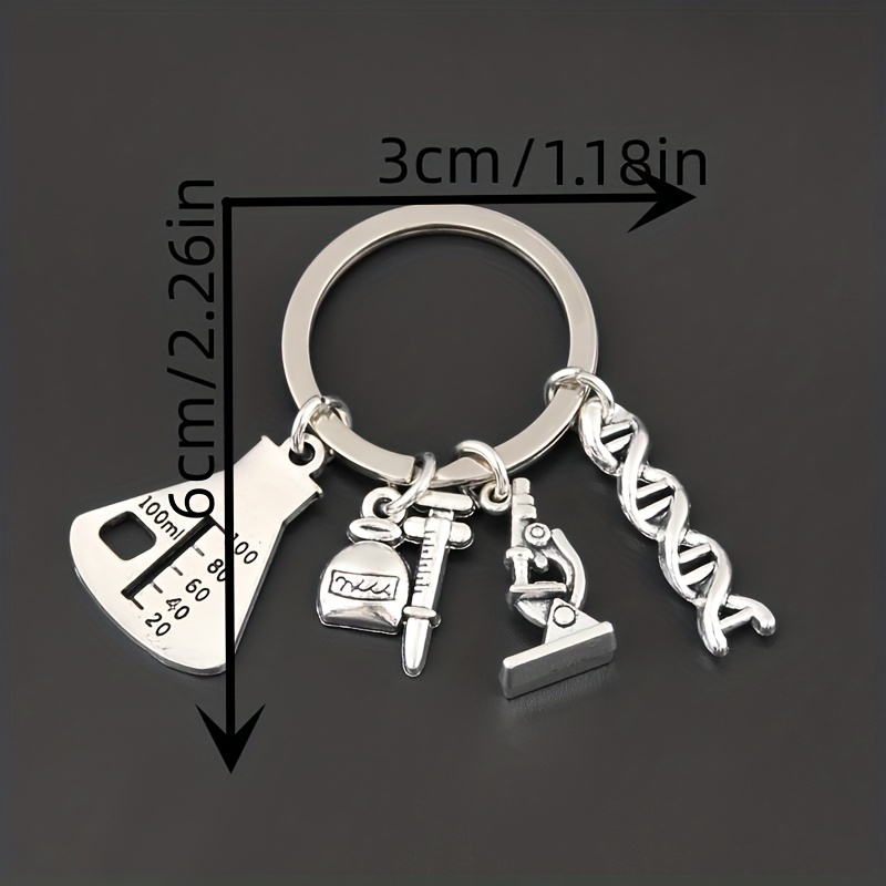 Measuring Cup Microscope Chemical Molecule Alloy Keychain