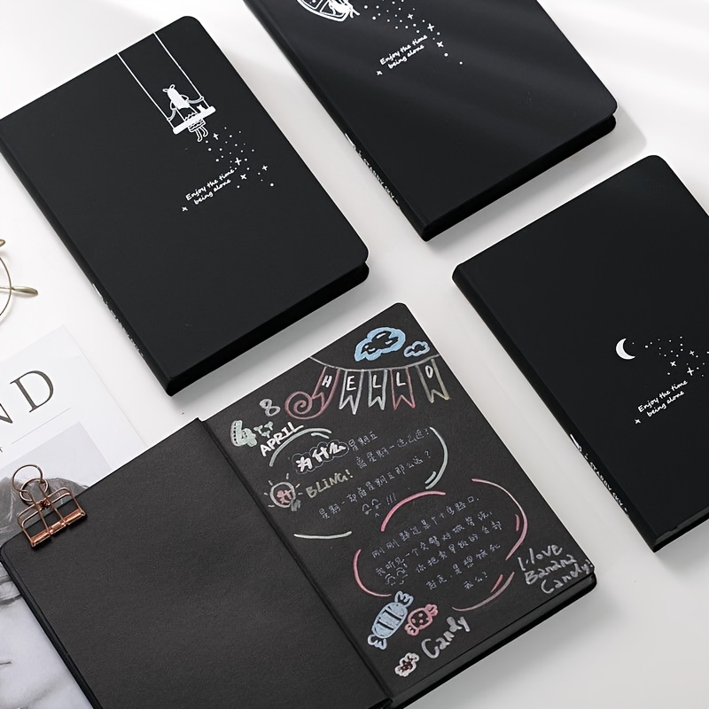 Black Page Notebook: Lined paper,Black Paged Journal,Notepad,Diary
