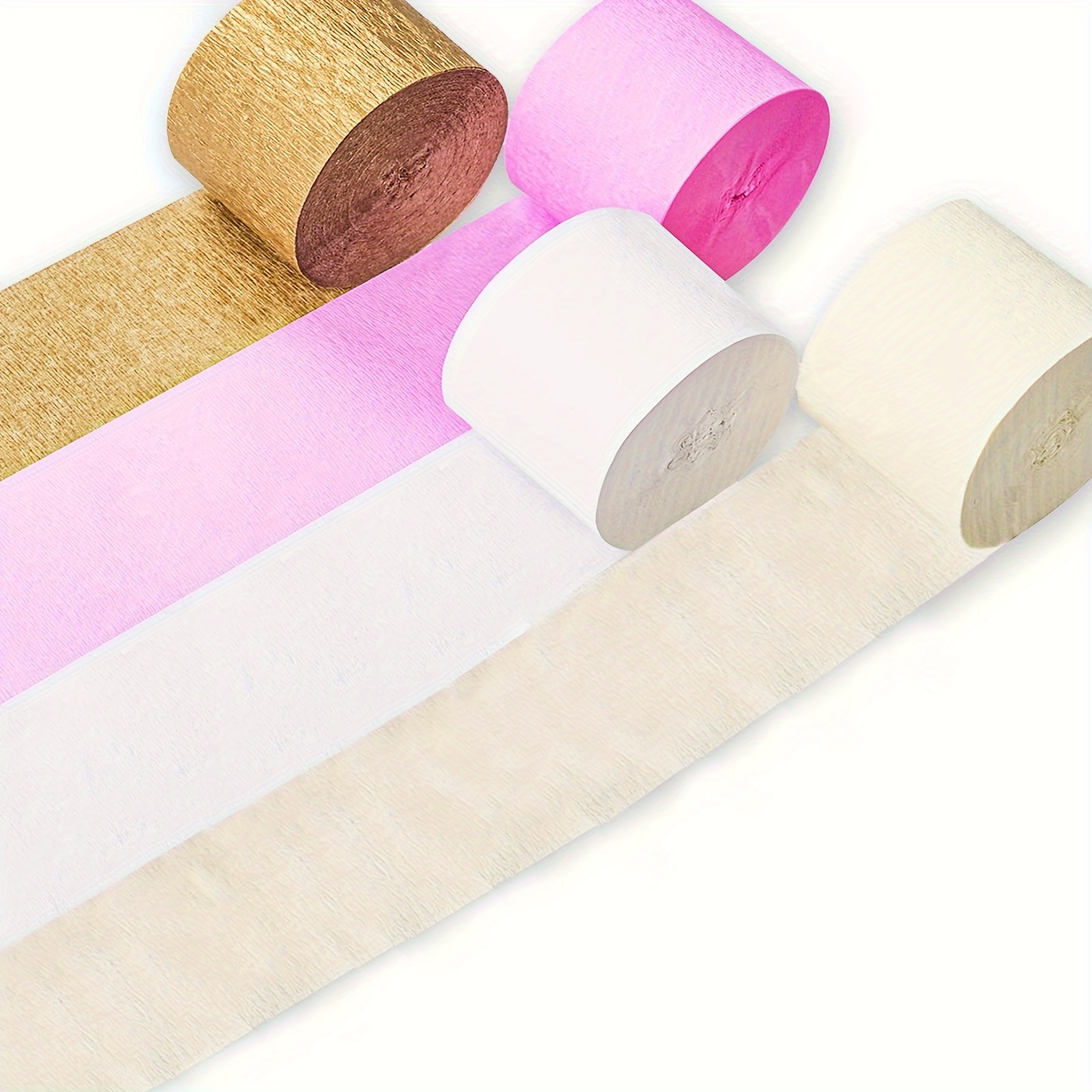 4 Rolls, Crepe Paper Streamers, Metallic Golden, White And Pink Party  Streamers For Party Decorations, Birthday Decorations, Wedding, Valentine's  Day