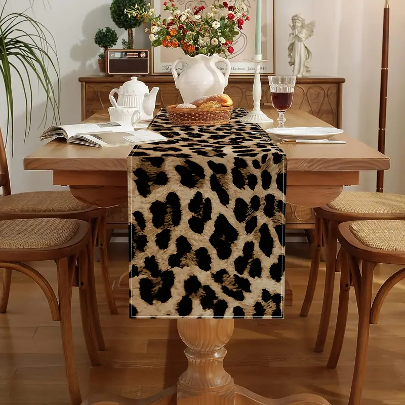 Leopard Print Table Runner Wildlife Animal Safari Style - Temu
