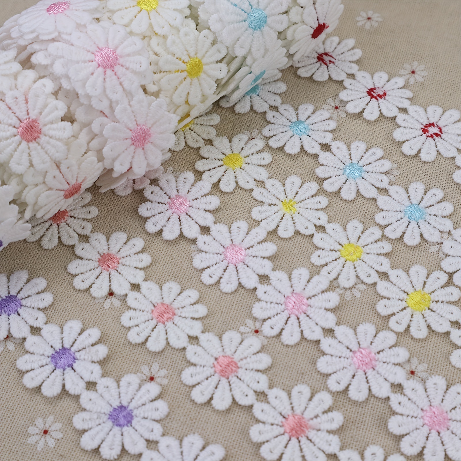 2.5cm Flower Ribbons For Crafts DIY Embroidered Decoration Sewing  Accessories Scrapbooking Lace Ribbon Handmade Materials