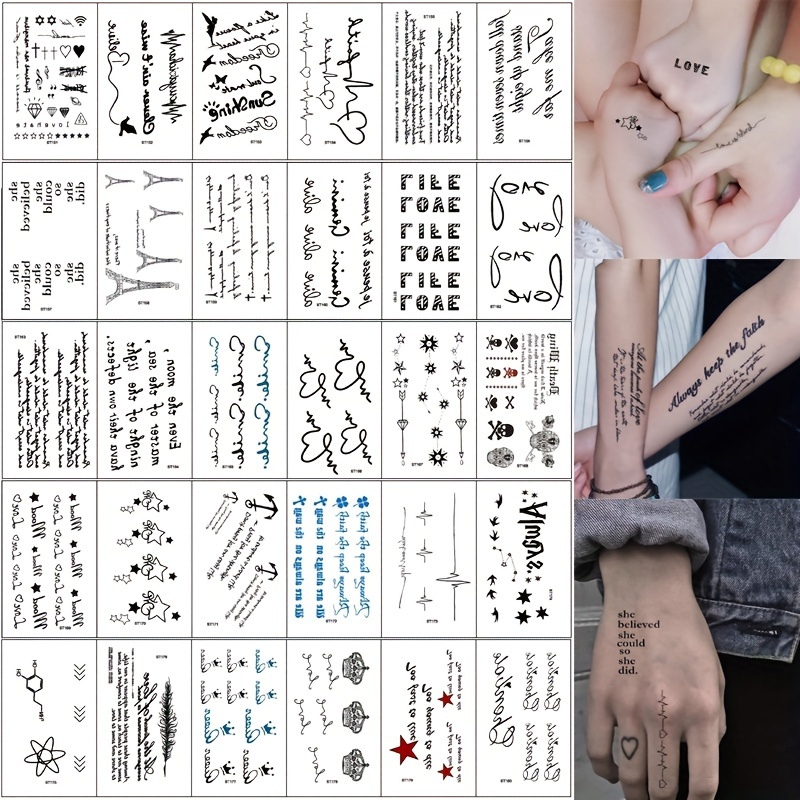 30 Hojas Tatuajes Palabras Inspiradoras Tatuajes Temporales - Temu