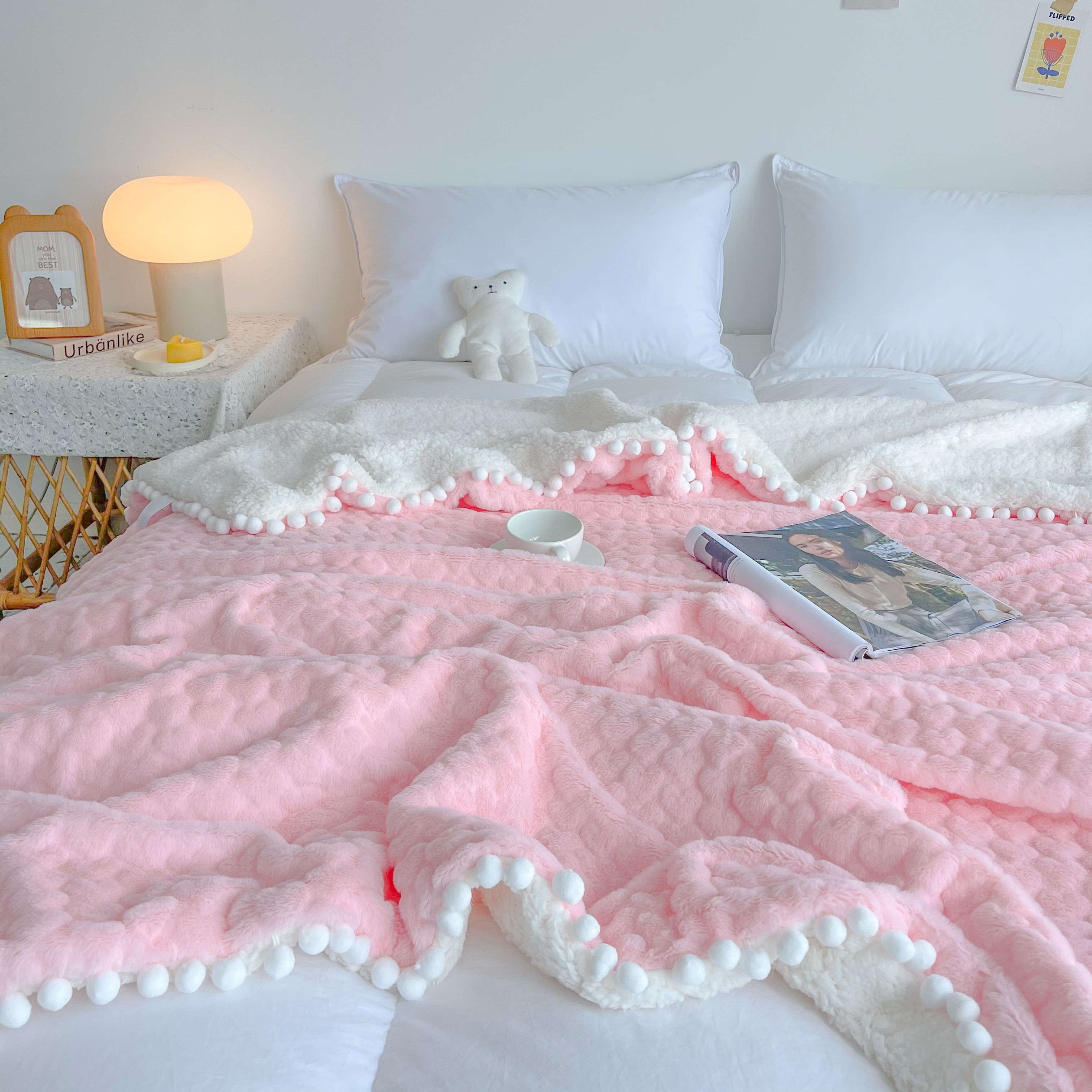 Solid Color Plush Blanket Soft Warm Fluffy Throw Blanket Nap