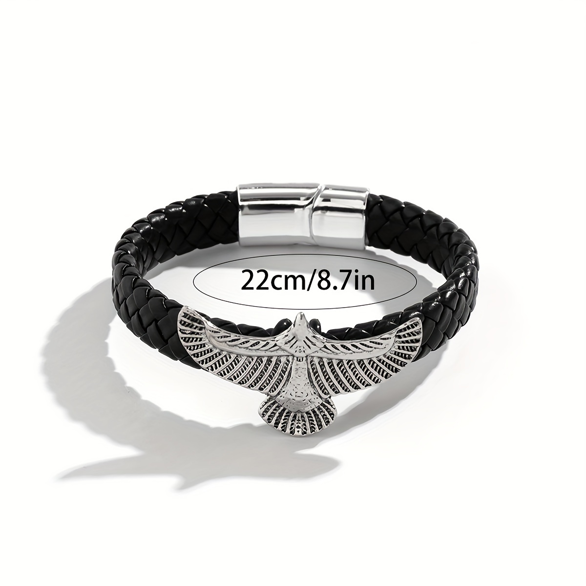 Men's PU Leather Braided Eagle Bracelet, Punk Style