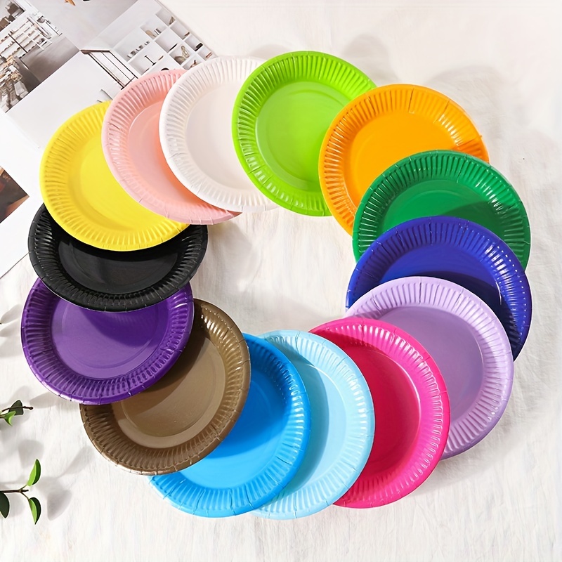 10pcs Disposable Paper Plate Plain Color Paper Plate 7inch&9inch Round Diy  Disposable Colorful Plate Paper Dish For Dessert Plates Birthday Party  Wedding Baby Shower Supplies,temu