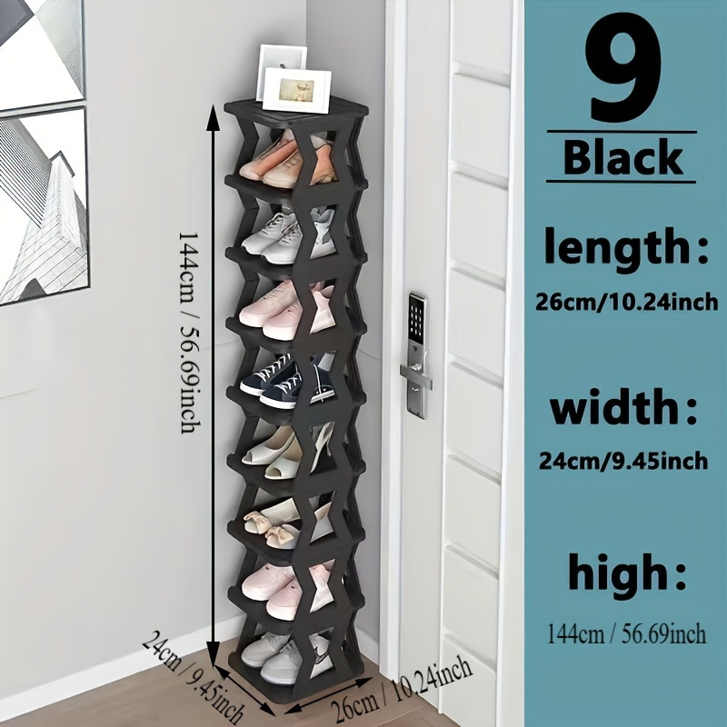 Zapatero vertical de 8 niveles, organizador de zapatos estrecho que ahorra  espacio, estante alto para zapatos, pequeño zapatero de madera para