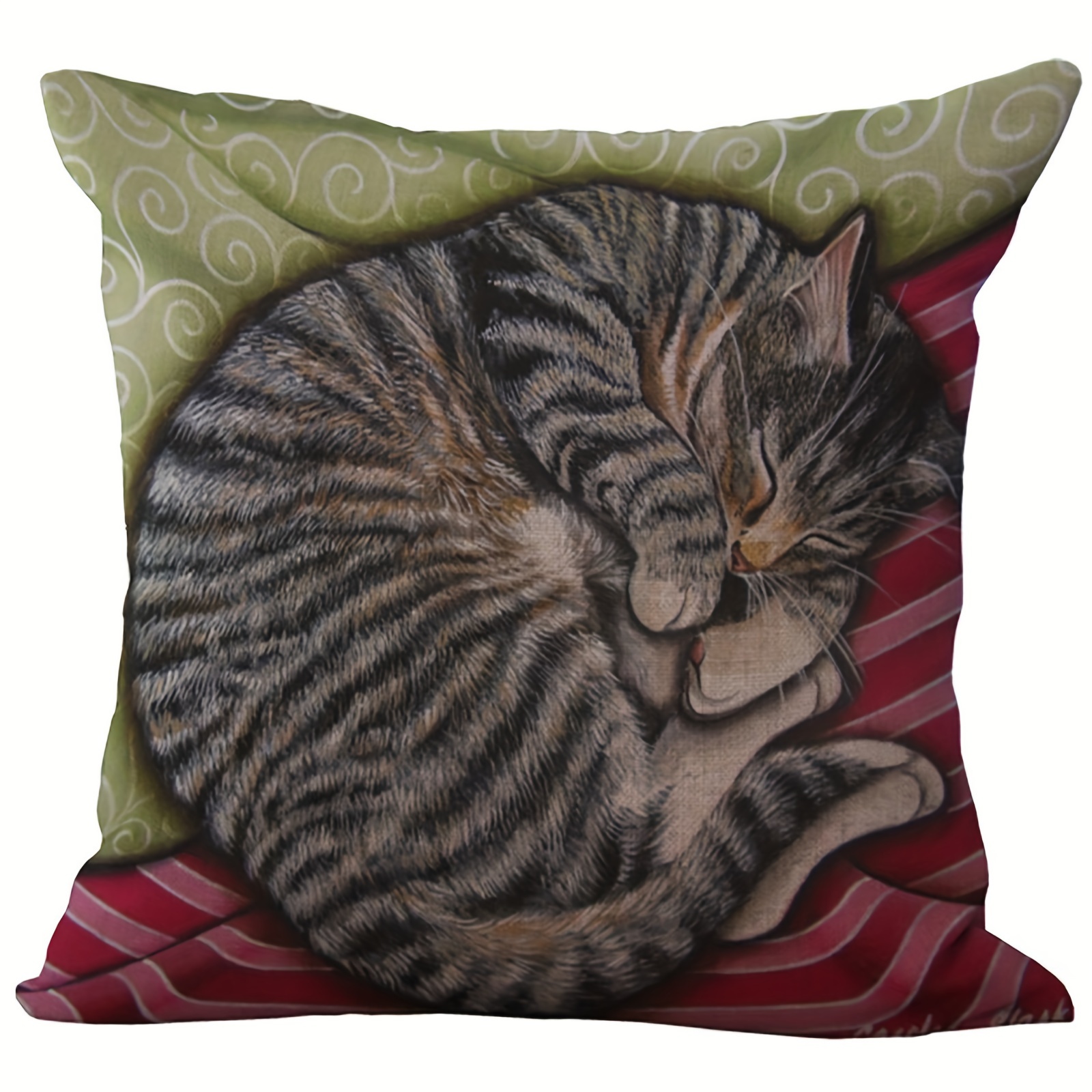 

1pc Cat Pattern Cushion Cover, Cotton Pillowslip Square Decorative Throw Pillow Case (cushion Is Not Included) 18x18inch