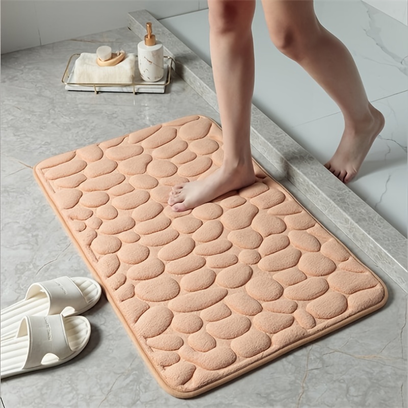 Memory Foam Bath Rug Cobblestone Embossed Bathroom Mat