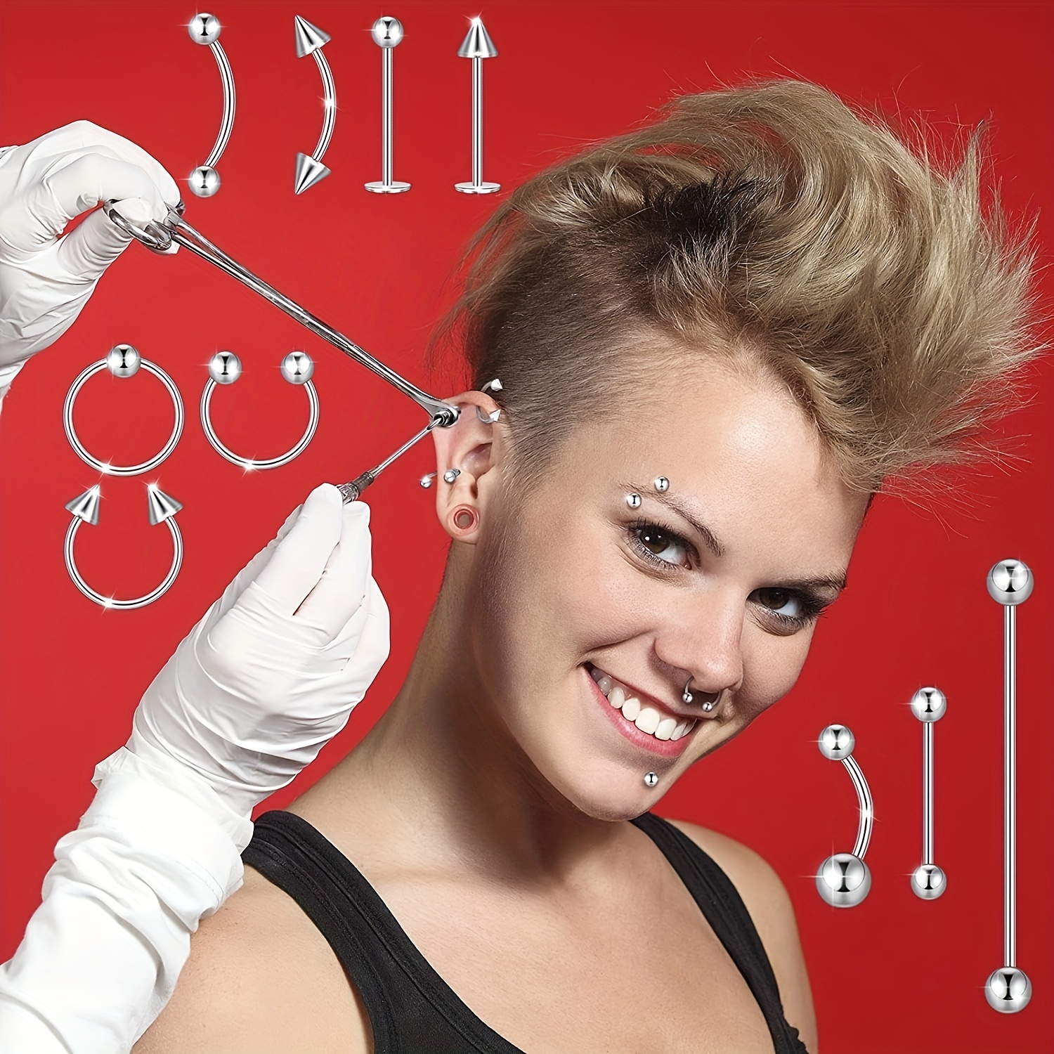 Sterile Body Piercing Tool Set With Piercing Needles Clamp - Temu