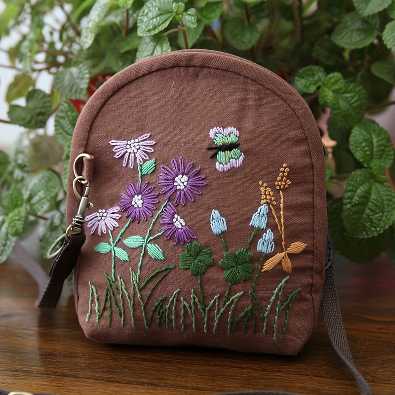 Handwork Embroidery Diy Material Bag Fabric Embroidery - Temu