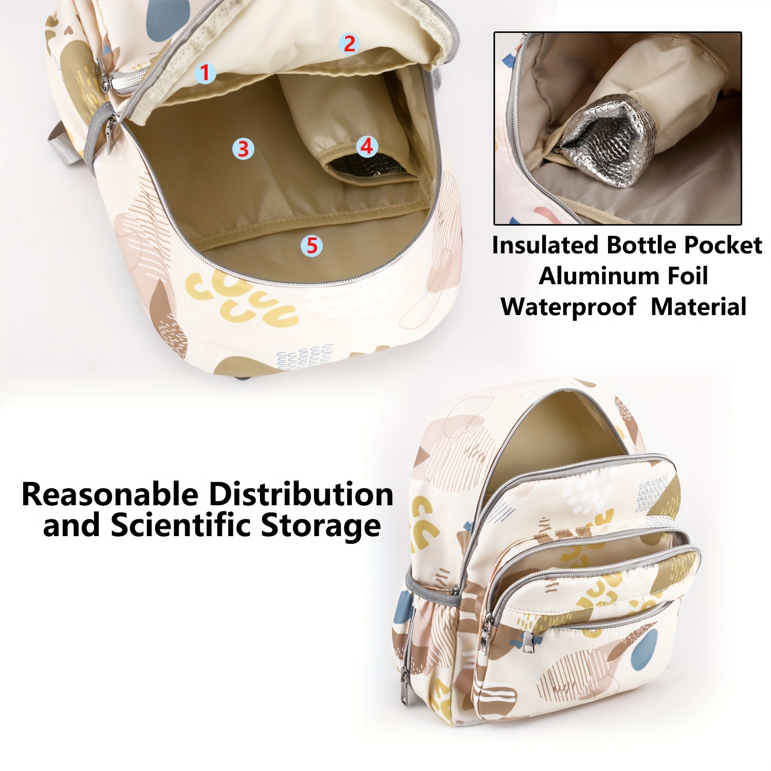 Mochila para pañales, 16 bolsillos grandes, multifuncionales, portátiles,  bolsas de viaje para bebés para niños y niñas, bolsa de pañales impermeable