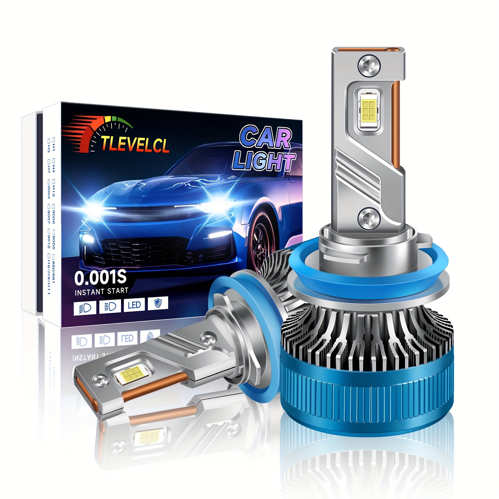 2Pcs 25000LM H7 LED Headlight Bulbs 100W Powerful Led H7 Turbo