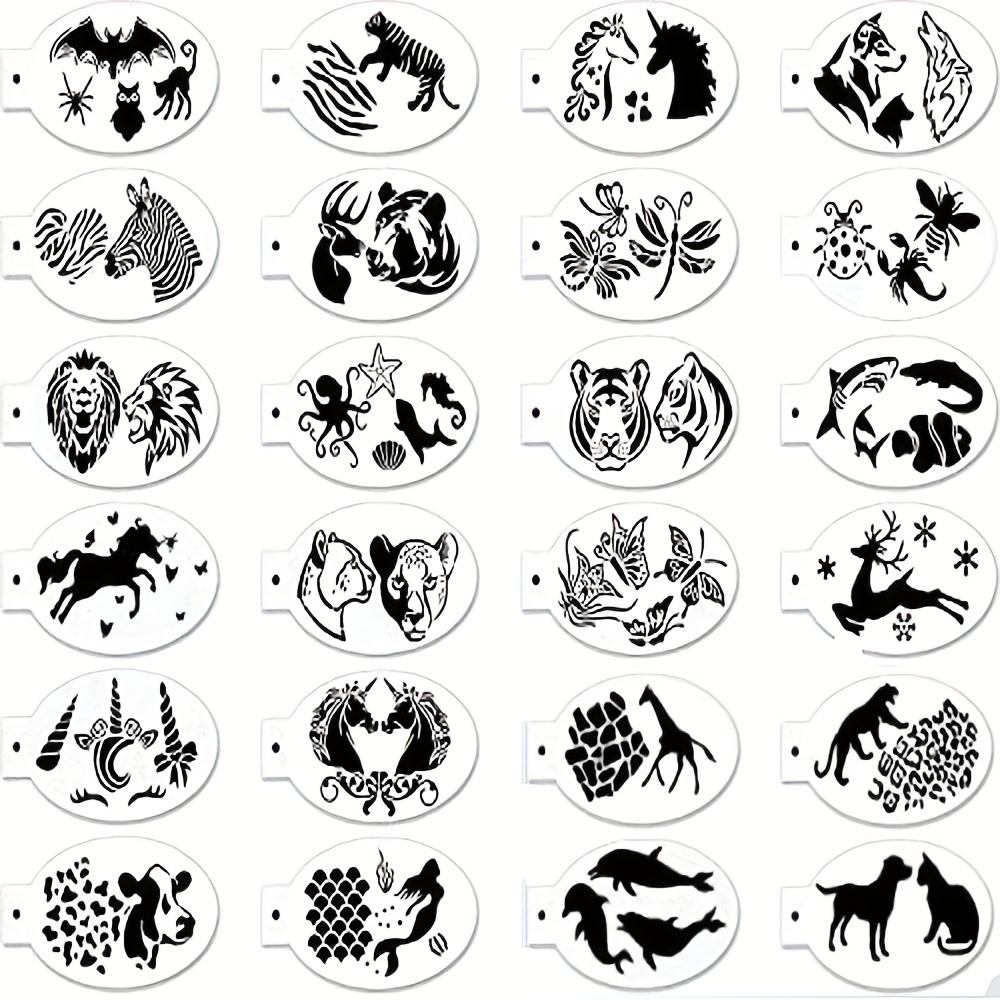 24 Pieces Face Paint Stencils Face Body Painting Stencils Tattoo Painting  Templates Face Tracing Stencils for Kids Holiday Halloween Makeup Body Art