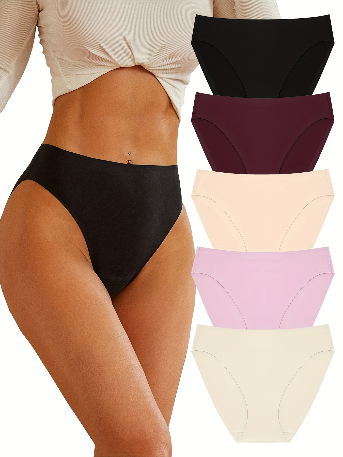 Seamless Solid Briefs Comfy Breathable Stretchy Intimates - Temu