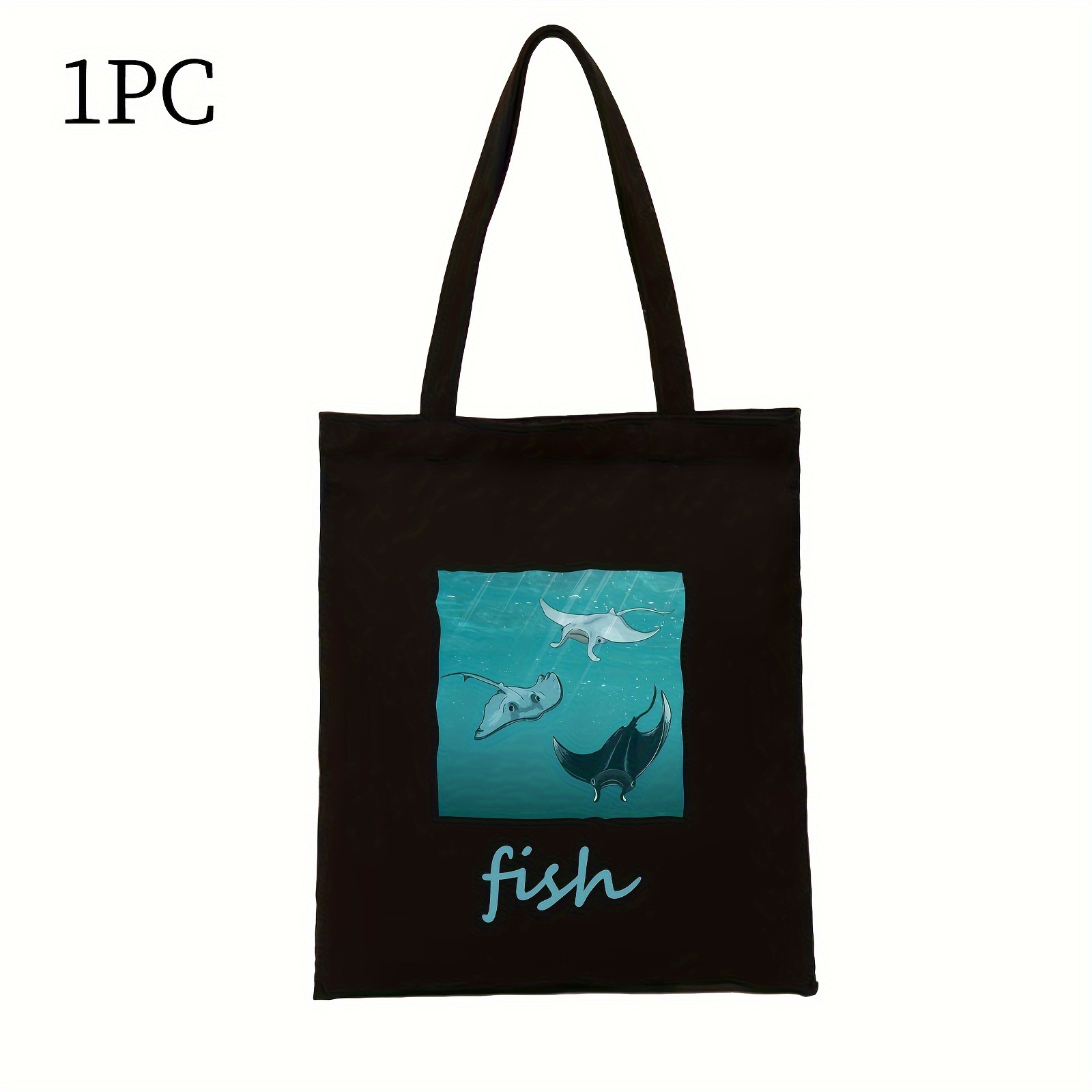 Men's Customized Blue Fish Canvas Bag Capable Name - Temu