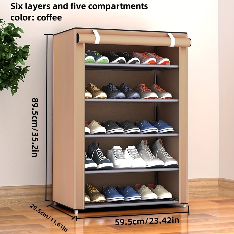 Floor Standing Shoes Rack With Non-woven Zipper Cover, Dustproof