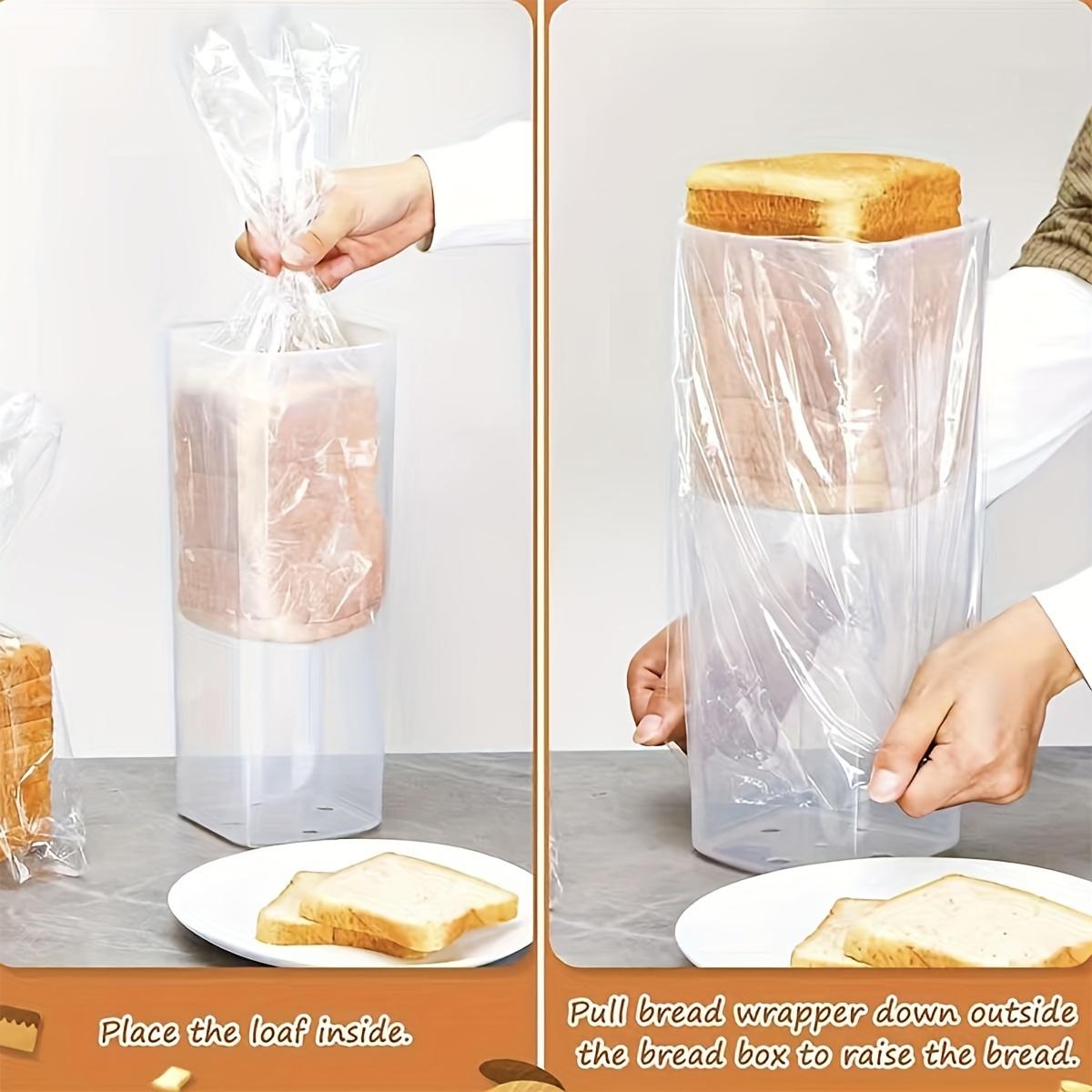 2 Pcs Plastic Large Bread Box Clear Bread Storage Container for Kitchen  Counter Airtight Loaf Bread Keeper Transparent Food Bread Holder Saver for