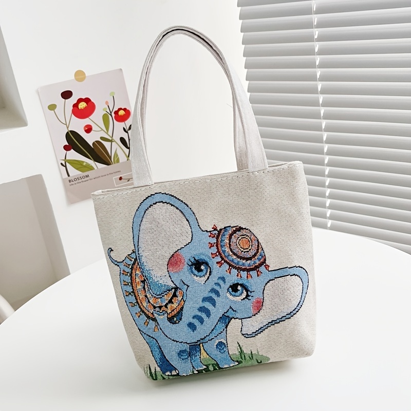 ELEPHANT SHOPPING BAG Elephant Tote Bag Hand Painted Bag 