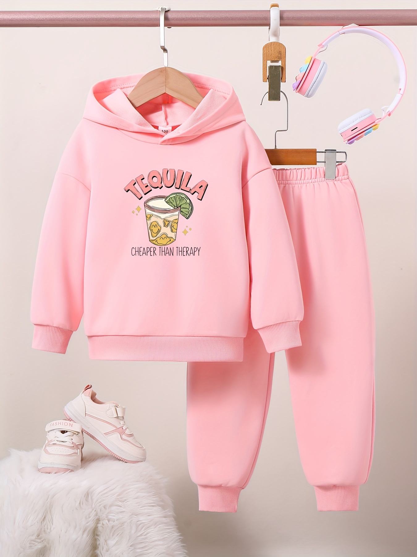 Trendy Xxx Print Hooded Top Jogger Pants Girls Long Sleeve - Temu Malaysia