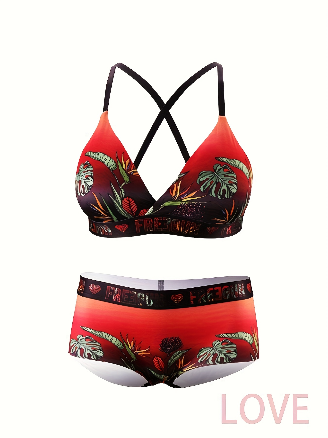 Red Women Lingerie Underwear Fashion Bra and Panty Set Comfortable