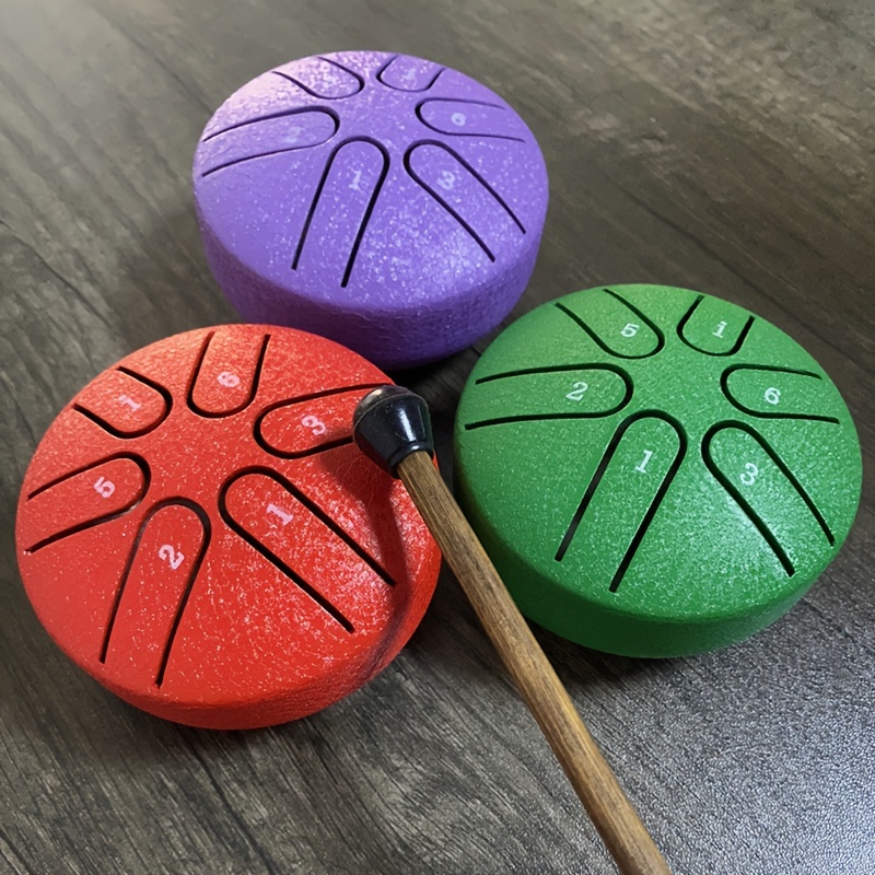 

Steel Tongue Drum, Empty Drum, 3 Inch 6 Notes, Steel Hand Drum, Percussion Instrument, Portable Mini Iron Drum, Small Hand Dish, Purple, Navy Blue